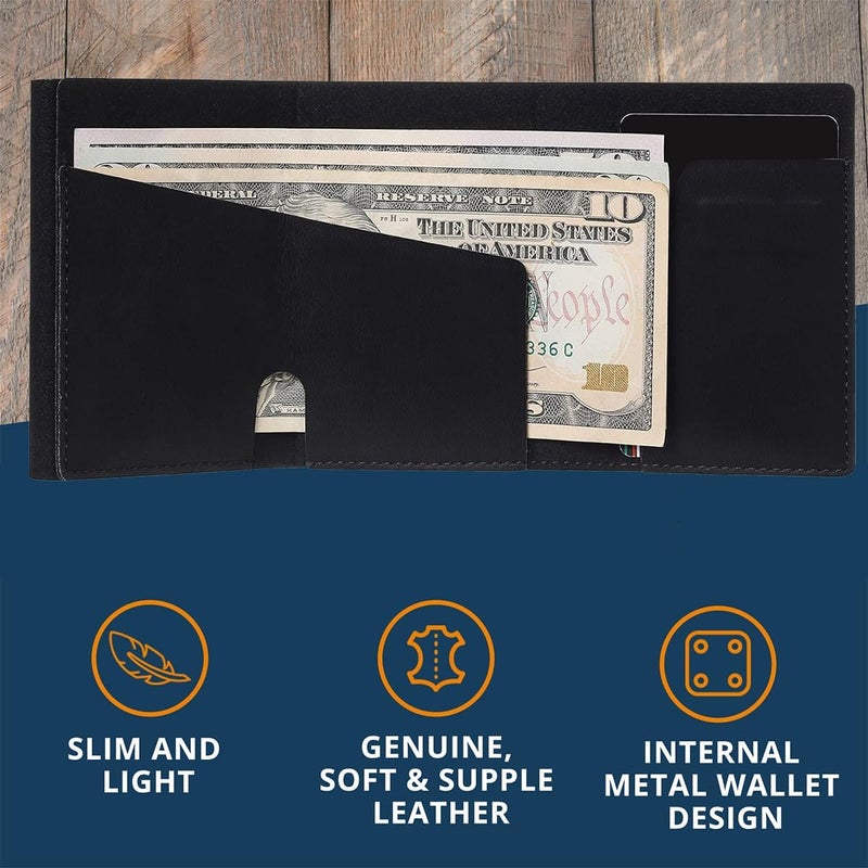 Conceal Plus Slide Up Wallet for Men, Secure Scan Proof Wallet with Pop Up Card Wallet Once Click Acess - Makes a Great Gift or Travel Wallet (Black PU Leather) - Image 4