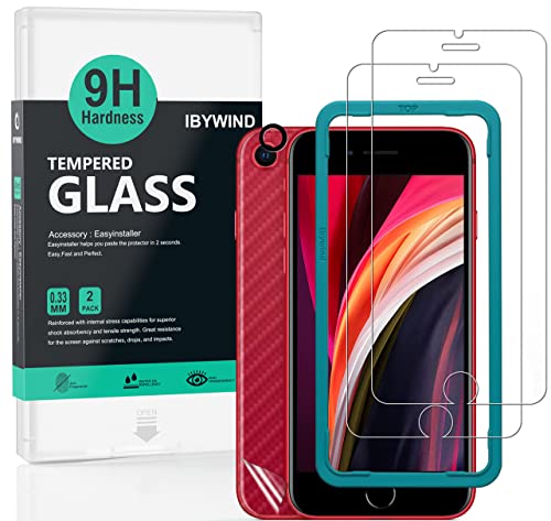 Ibywind Screen Protector For Iphone SE 2022SE 202078 47 Incheswith 2Pcs Tempered Glass1Pc Camera Lens Protector1Pc Backing Carbon Fiber Film Fingerprint ReaderEasy to install - Image 1