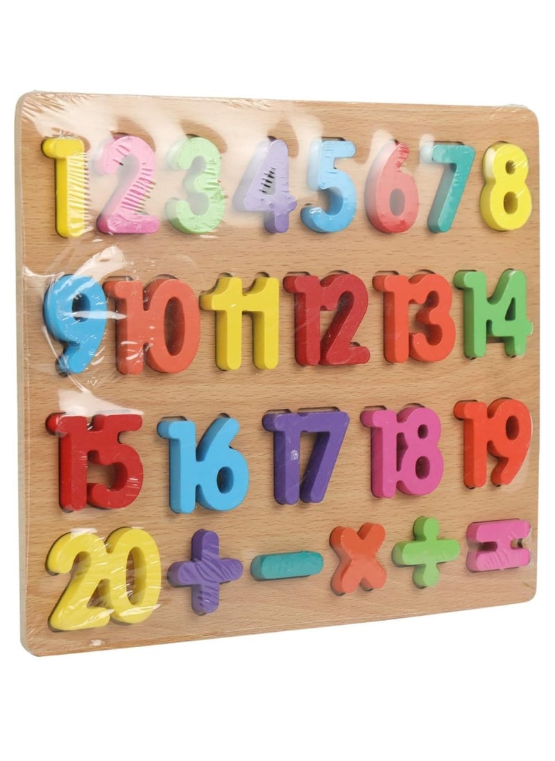 null - Large wooden puzzle board for young children to learn numbers in an easy way and helps develop skills for young children, large letters - Image 1
