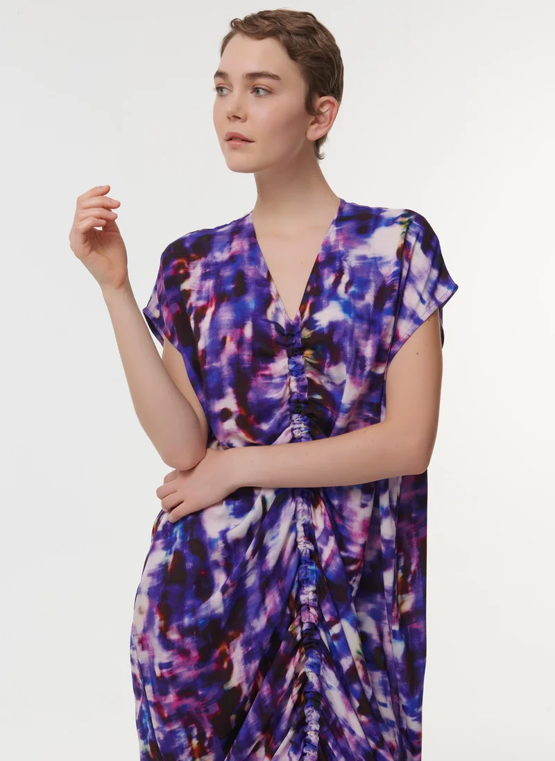 leem  Ruched Front Printed Kaftan for Women | Best Price UAE