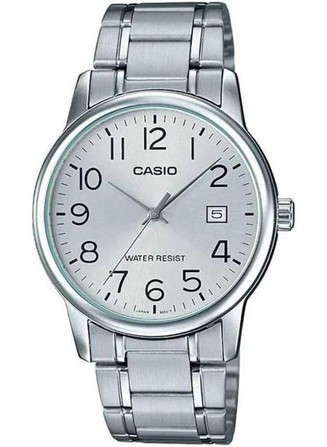 CASIO Casio Analog Men's Watch - MTP-V002D-7BUDF Silver Dial, Silver Band