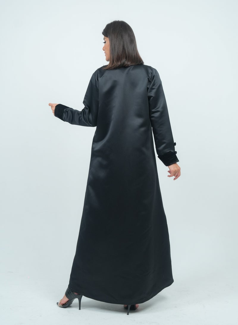 روزيت عباية عباية فاخرة بتصميم بليزر مع رقبة مخملية - Image 3