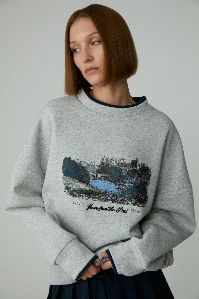 جريميلانج Iryna Women's Raised Printed Grey Melange Sweatshirt