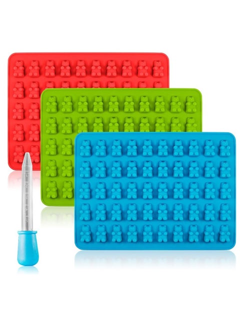 Candy Silicone Molds & Ice Cube Trays, 3 Pack Gumdrop Jelly Molds, Chocolate Molds, Soap Molds - Bear