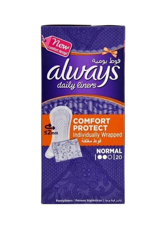 Always Comfort & Protect Individual Wrapped Panty Liners (Pack Of 20)