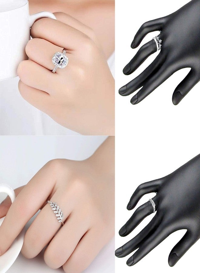 Mahi Non Precious Metal 4 Pcs Combo of Stylish and Designer White Stones Adjustable Finger Rings for Women (CO1105153R) - Image 2