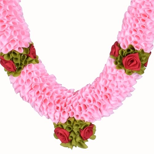Daedal crafters Baby Pink Pack of 2, Flower Garland for Pooja Mandir Decoration, Hanging Mala for Photo Frame, Haar Mala for God Idols, Photo Frames of Loved Ones, Ancestors, Pitra (30 inch) - Image 4