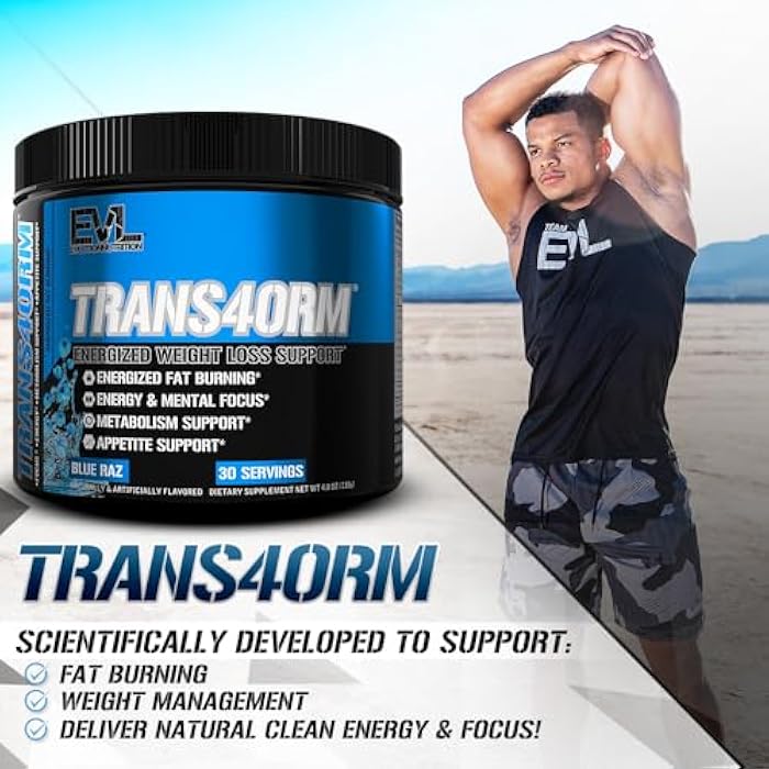 Evlution Thermogenic Fat Burning Support Powder Nutrition Trans4orm Fast Acting Energy Powder to Support Fast Metabolism Weight Loss and Mental Focus with CLA Carnitine and Alpha GPC - Blue Raz - Image 5