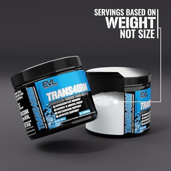 Evlution Thermogenic Fat Burning Support Powder Nutrition Trans4orm Fast Acting Energy Powder to Support Fast Metabolism Weight Loss and Mental Focus with CLA Carnitine and Alpha GPC - Blue Raz - Image 3