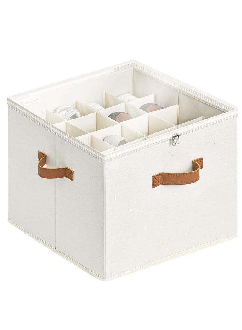 TOMVAES TOMVAES Shoe Rack Cabinet, Shoe Storage Box with Transparent Cover and Adjustable Dividers, Foldable Shoe Organizer with 3 Handles for Shoe Storage, 43 * 43 * 32cm, White 