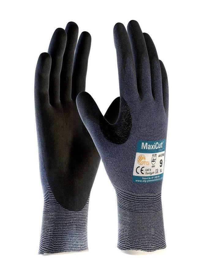 ATG 44-3745V/L Maxicut Ultra, Blue Engineered Yarn, Black Microfoam Nitrile Grip, Vend Pack Blue L - Image 2