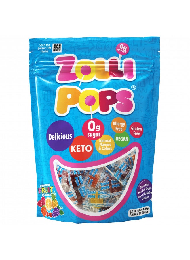 ZOLLIPOPS Zollipops Clean Teeth Lollipops - Assorted Flavors 6oz - Anti-Cavity, Sugar Free Candy for a Healthy Smile - Great for Kids, Diabetics, Vegan, and Keto Diet