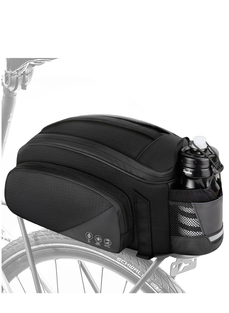 Generic Bicycle Rack Bag, 12L Multifunctional Waterproof Reflective Bicycle Rear Seat Bag Cycling Bike Rack Seat Bag Rear Trunk Pannier Backseat Bag Handbag Shoulder Bag  - Image 1