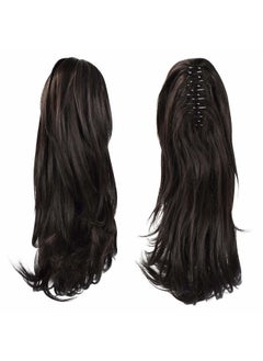 SOFEIYAN Sofeiyan 13" Ponytail Extension Long Curly Ponytail Clip in Claw Hair Extension Natural Looking Synthetic Hairpiece for Women, Darkest Brown Tend to Black  - Image 2