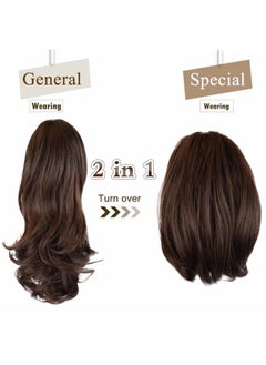 SOFEIYAN Sofeiyan 13" Ponytail Extension Long Curly Ponytail Clip in Claw Hair Extension Natural Looking Synthetic Hairpiece for Women, Darkest Brown Tend to Black  - Image 3