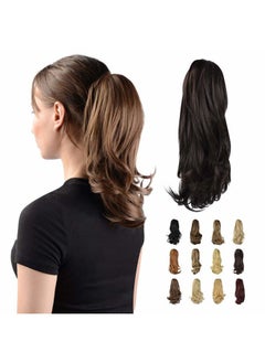 SOFEIYAN Sofeiyan 13" Ponytail Extension Long Curly Ponytail Clip in Claw Hair Extension Natural Looking Synthetic Hairpiece for Women, Darkest Brown Tend to Black  - Image 1