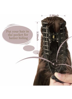 SOFEIYAN Sofeiyan 13" Ponytail Extension Long Curly Ponytail Clip in Claw Hair Extension Natural Looking Synthetic Hairpiece for Women, Darkest Brown Tend to Black  - Image 4