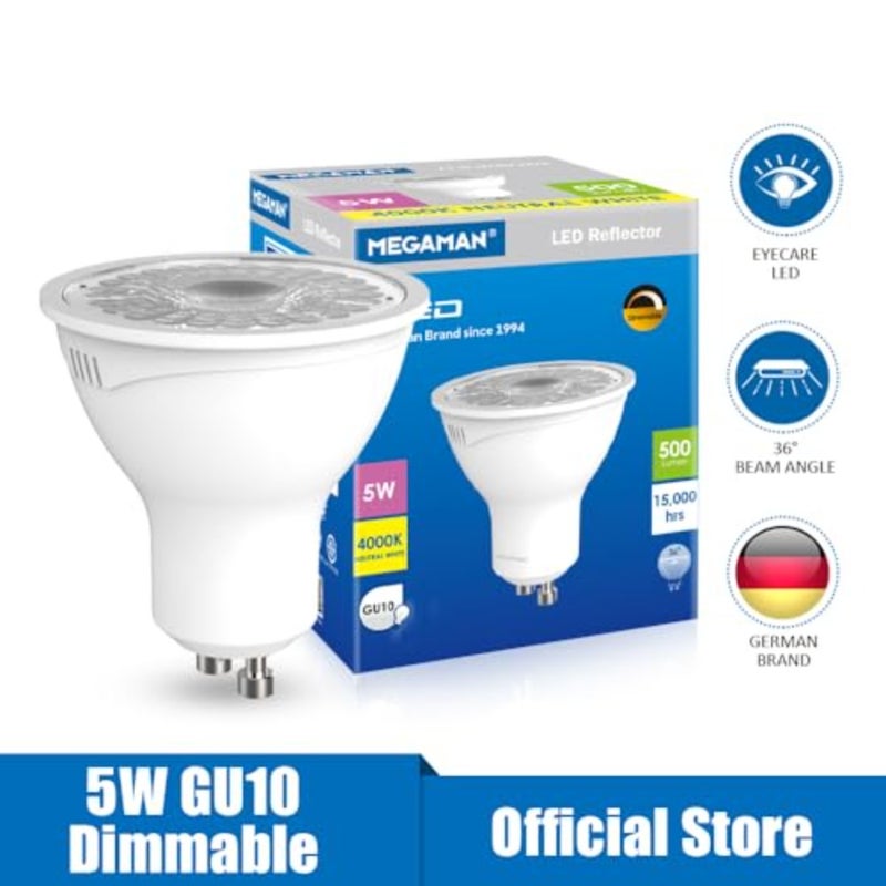 LED 5W dimmable GU10 lamp for home lighting, aluminum body, cool white 4000K, energy-efficient and flicker-free - Image 2