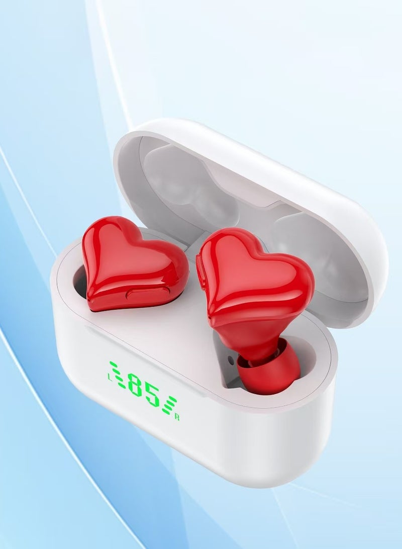 Heart shape earphone with earring decorations, wireless earphones, Bluetooth earphones, active noise cancellation, hearing aid function, hearing protection system, personalized spatial audio, high fidelity sound effects, USB-C charging - Image 1