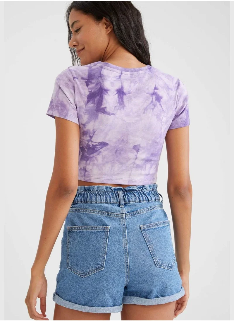 DeFacto Text Printed Crop Top T-Shirt