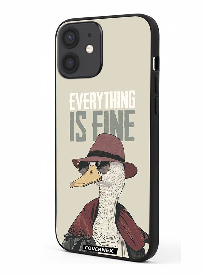 Covernex Apple iPhone 12 Mini Protective Case Cover Printed Featuring Everything is Fine Stylish Ostrich - Image 1