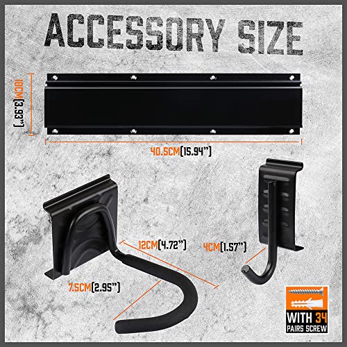 HORUSDY Stainless Steel Bike Storage Rack, 6 Bike Storage Hanger Wall Mount and 6 Helmets Hooks for Home & Garage Holds Up to 600lbs, Black - Image 5