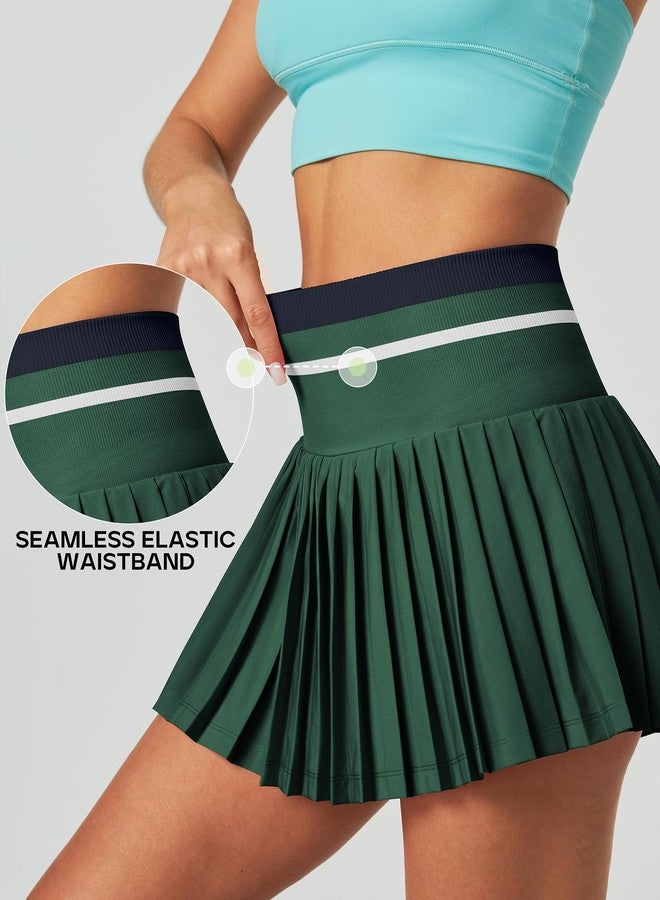 Heathyoga Pleated Tennis Skirt with Pockets for Women Tennis Skort for Woman High Waisted Golf Skirts Athletic Skirt Field Green - Image 4