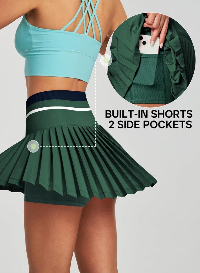 Heathyoga Pleated Tennis Skirt with Pockets for Women Tennis Skort for Woman High Waisted Golf Skirts Athletic Skirt Field Green - Image 5