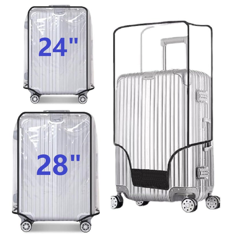 FABULWAY 2PCS Clear PVC Suitcase Cover Protectors Transparent Luggage Cover Waterproof Wheeled Suitcase Dust Cover Dustproof Travel Luggage Sleeve Protector (24"+28") - Image 1