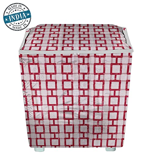 E-Retailer Washing Machine Cover for Semi-Automatic 5kg to 7.5kg | Waterproof Dustproof Cover with Zip Enclosure | Geometric Pattern Fully Automatic Washer Protector Indoor Outdoor Use- Size 33x22x37 - Image 4
