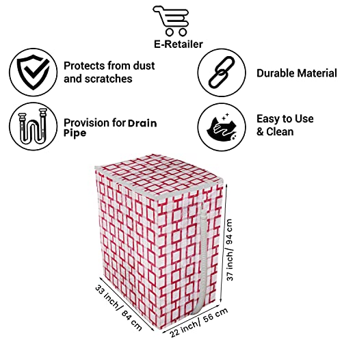 E-Retailer Washing Machine Cover for Semi-Automatic 5kg to 7.5kg | Waterproof Dustproof Cover with Zip Enclosure | Geometric Pattern Fully Automatic Washer Protector Indoor Outdoor Use- Size 33x22x37 - Image 3