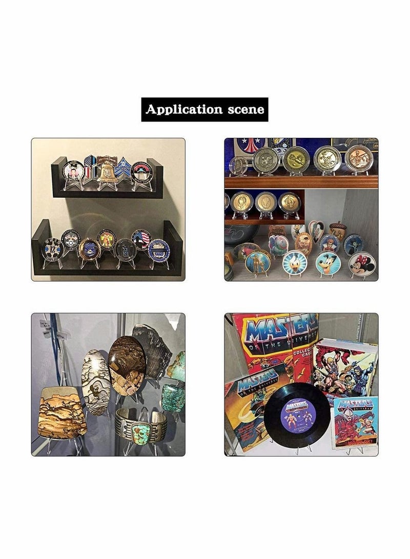 24 Packs 3 Sizes Acrylic Easel Stands Clear Mini Coin Display Holder for Displaying Coins Pocket Watches Capsules Challenge Medals Casino Chips