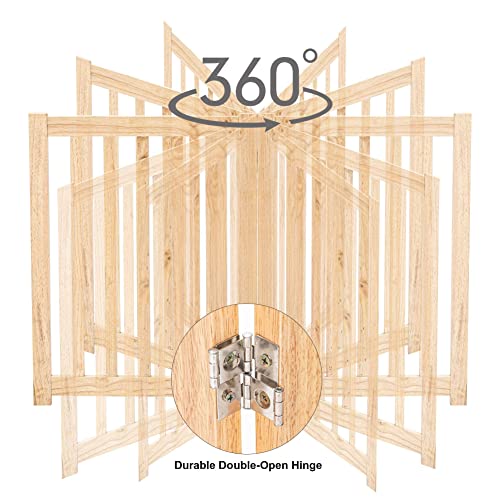 LZRS 2-Panel Wooden Free Standing Foldable Dog Gate Indoor – Solid Hardwood 24" High, Step-Over Safety Pet Gate for Doorways, Stairs & Small Spaces - Indoor Use, Natural - Image 5