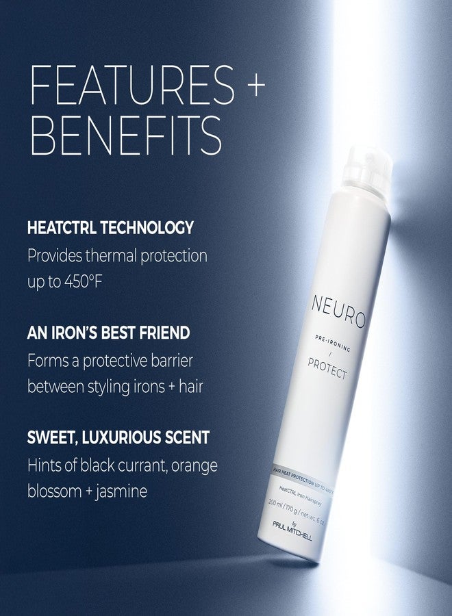 نيرو بخاخ الشعر Neuro by Paul Mitchell Protect HeatCTRL Iron، تحضير مثالي ولمسة نهائية رائعة لتصفيف الشعر بالحرارة، لجميع أنواع الشعر، 6 أونصات - Image 3