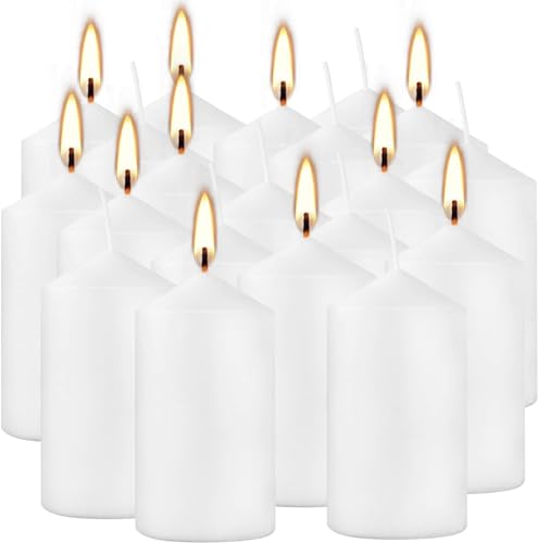 YOROXRG 2"x4" High White Pillar Candles, Set of 20 Unscented. Bulk Buy. Ideal for Halloween, Wedding, Emergency Lanterns, Household, Wedding and Home Décor Candlesticks - Image 3