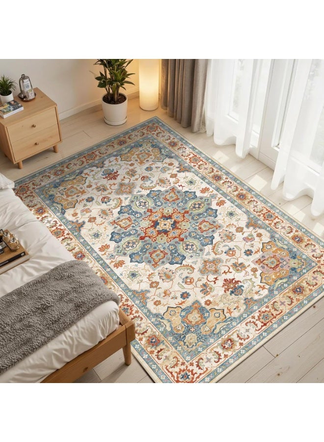 Retro Persian style living room coffee table bedroom carpet - anti slip, stain resistant, easy to clean, washable, soft and comfortable area carpet - Image 4
