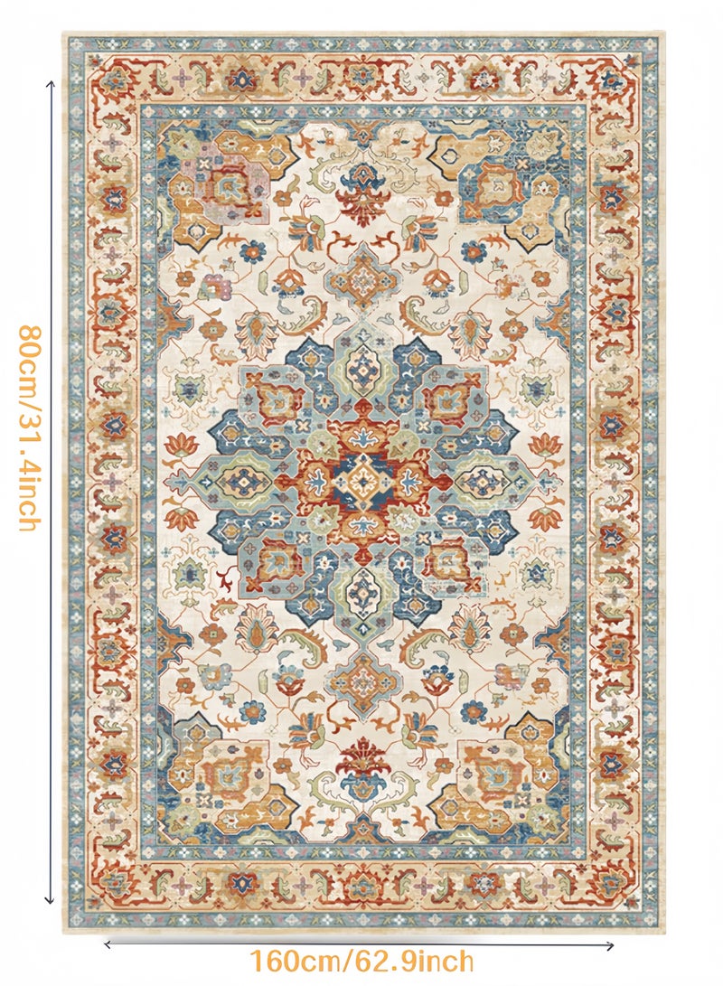 Retro Persian style living room coffee table bedroom carpet - anti slip, stain resistant, easy to clean, washable, soft and comfortable area carpet - Image 1