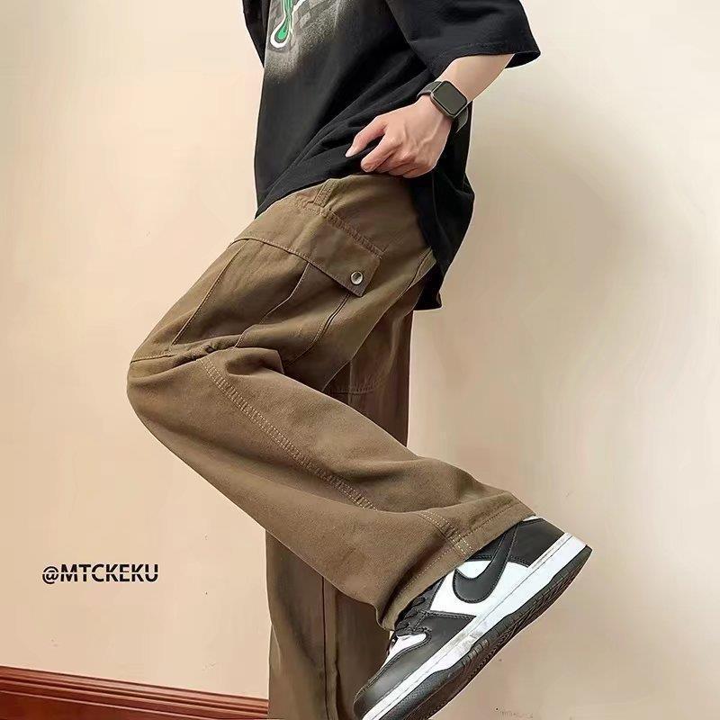 Japanese Style Large Pocket Work Pants Trendy Casual Pants Ins High Street Retro Solid Color Loose Wide Legs For Men And Women - Image 4