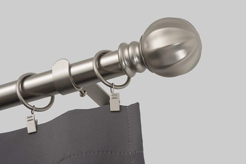 Ivilon Curtain Rod with Ball Finials - 1 inch Pole. 72 to 144 Inch. Satin Nickel