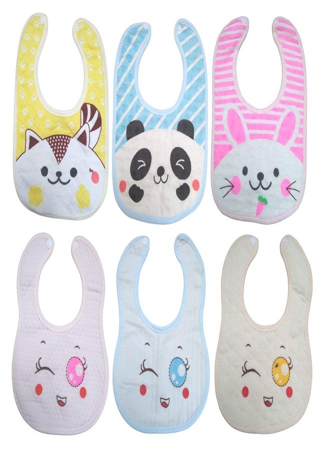 Lappu Baby Soft Bibs/Apron/Laliya Cute Multi Print|with Tich Button| Waterproof Bib Set -Print May Vary (Pack Of 6-Design10) - Image 1