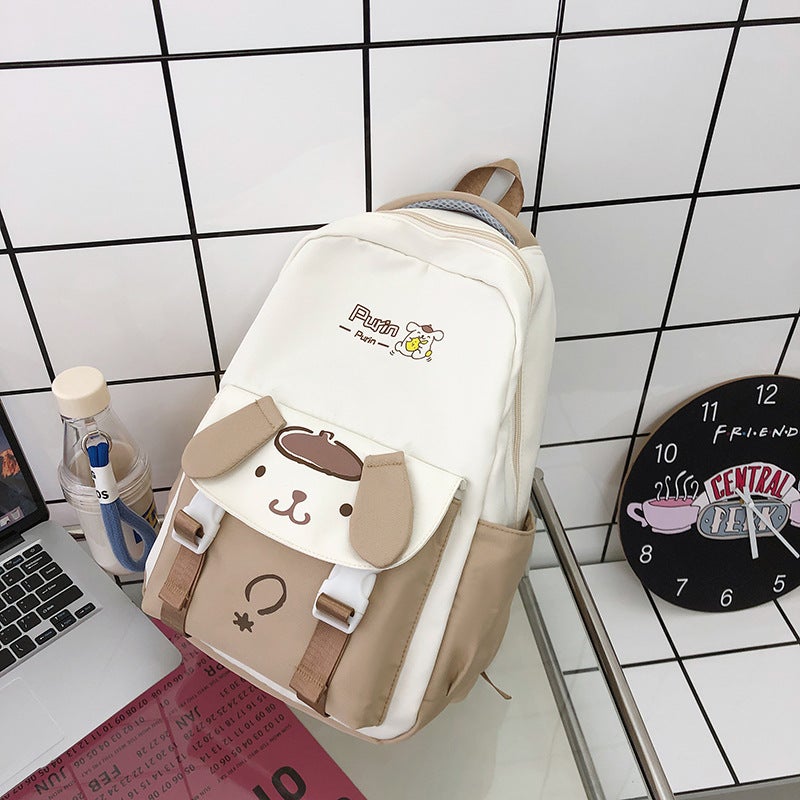 Cross-border New Primary and Secondary School Student Backpack Girls Heart Cute Schoolbag Cartoon Japanese Sweet Schoolbag Fashion College Style Khaki 