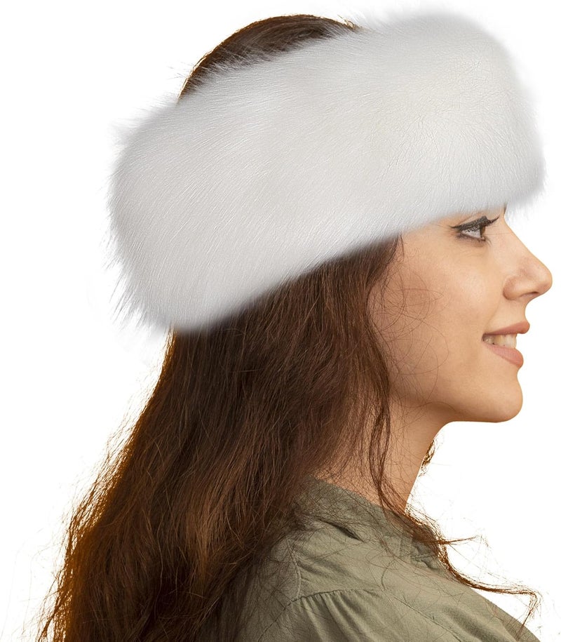 Dikoaina Womens Faux Fur Headband Winter Earwarmer Earmuff Ski - Image 2
