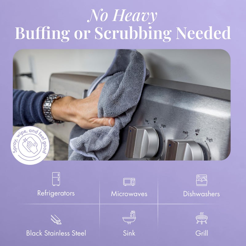 Therapy Stainless Steel Cleaner and Polish 100% USDA Biobased, Fingerprint and Residue Remover, Lavender Essential Oil Scent, Sink Cleaner, Grill Spray - Image 4