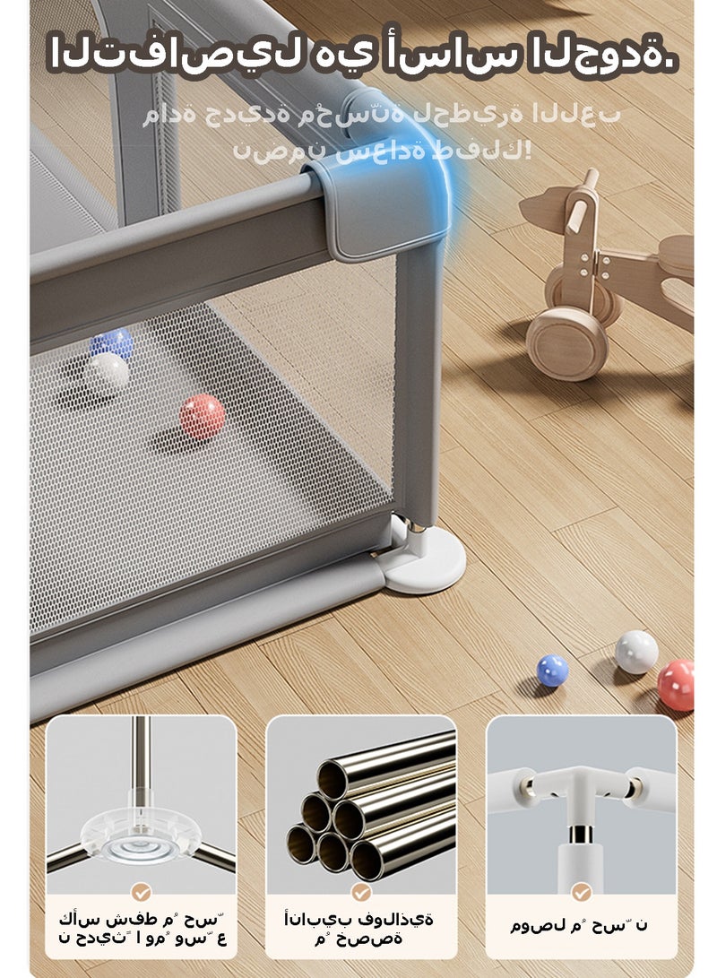 WEMART Baby Playpen for Babies and Toddlers,180*200cm, 65cm Height Safety Play Yard, Sturdy Indoor & Outdoor Baby Fence with Anti-Climb Mesh, Non-Toxic Steel Frame & Suction Cups, Easy Access Arch Gate - Image 3