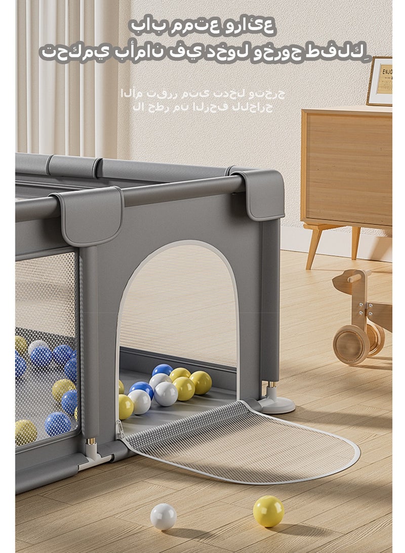 WEMART Baby Playpen for Babies and Toddlers,180*200cm, 65cm Height Safety Play Yard, Sturdy Indoor & Outdoor Baby Fence with Anti-Climb Mesh, Non-Toxic Steel Frame & Suction Cups, Easy Access Arch Gate - Image 4