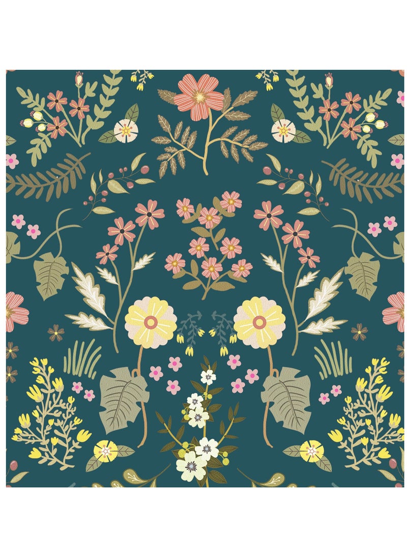 KASTWAVE Floral Peel and Stick Wallpaper Dark Blue Vintage Wallpaper Wildflower Wall Paper Self Adhesive Contact Paper Boho Removable Wallpaper for Cabinet Bedroom Decor(44*30cm)  - Image 1