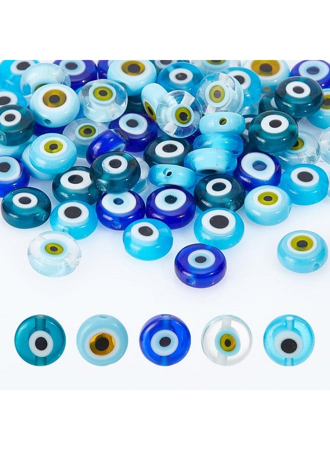 NBEADS 60 Pcs 5 Colors Handmade Evil Eye Lampwork Beads, 8mm Flat Round/Disc Turkish Eye Beads Loose Glass Spacer Beads Charms for DIY Bracelets Necklace Jewelry Making - Image 4