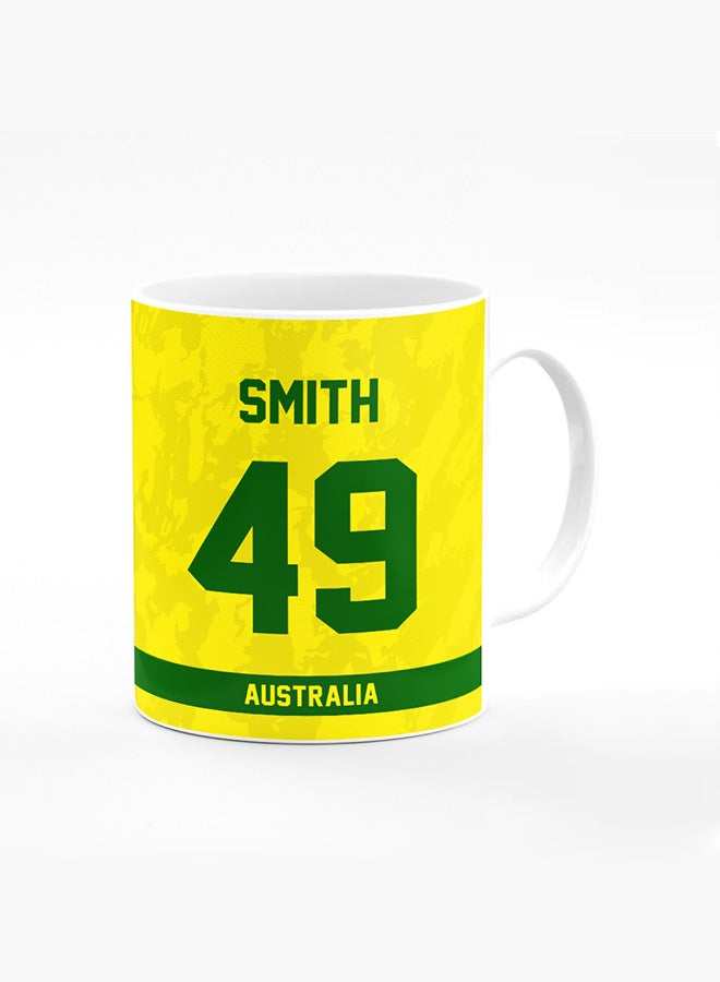 Stylizedd Designer Printed Coffee Mug with Heavy Duty Handle 11oz Ceramic Personalised Gift Mugs Cup [Microwave Safe & Dishwasher Proof ] - Cricket Player - Steve Smith, Jersey Number - 49 - Image 1