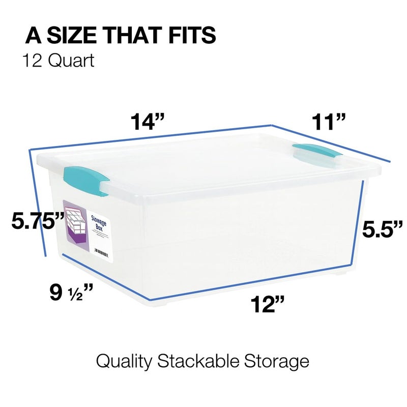 Tribello Plastic Storage Containers, 12 Qt, Clear with Lids, 2 Pack, Made in USA (Deep - 14 x 11 x 6) - Image 2