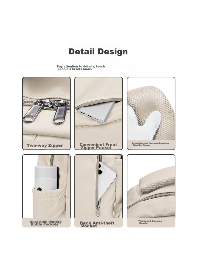 Landcase Backpack For Middle School, High School And College Students, Women's Campus Couple Backpack, Large Capacity Laptop Bag, 1606 White - Image 2